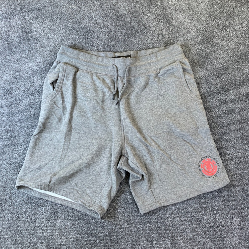 Element Sweat Shorts Mens Small Gray Good Graphic Logo Drawstring Fleece Skater